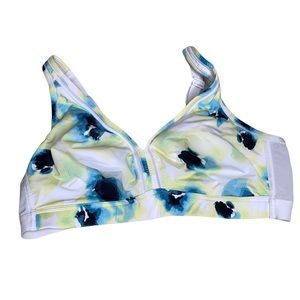 Cacique White, Blue & Green Color Wire-Free Lined Bra, Size 44D